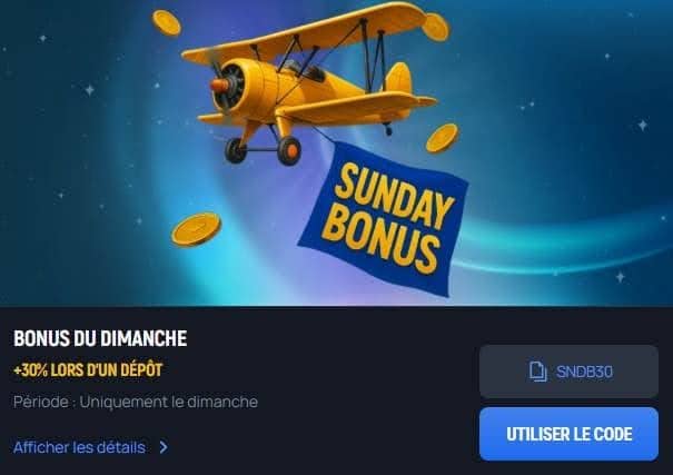 Aerobet Casino bonus dimanche