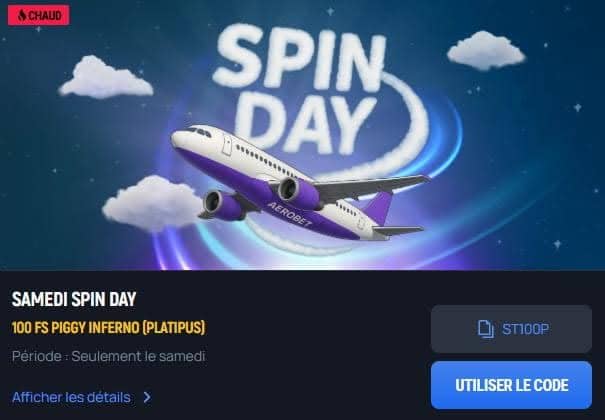 Aerobet Casino bonus samedi