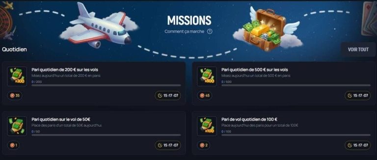 Aerobet Casino missions